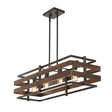 Horizon 34" Rustic Farmhouse Iron Linear LED Pendant - JONATHAN Y